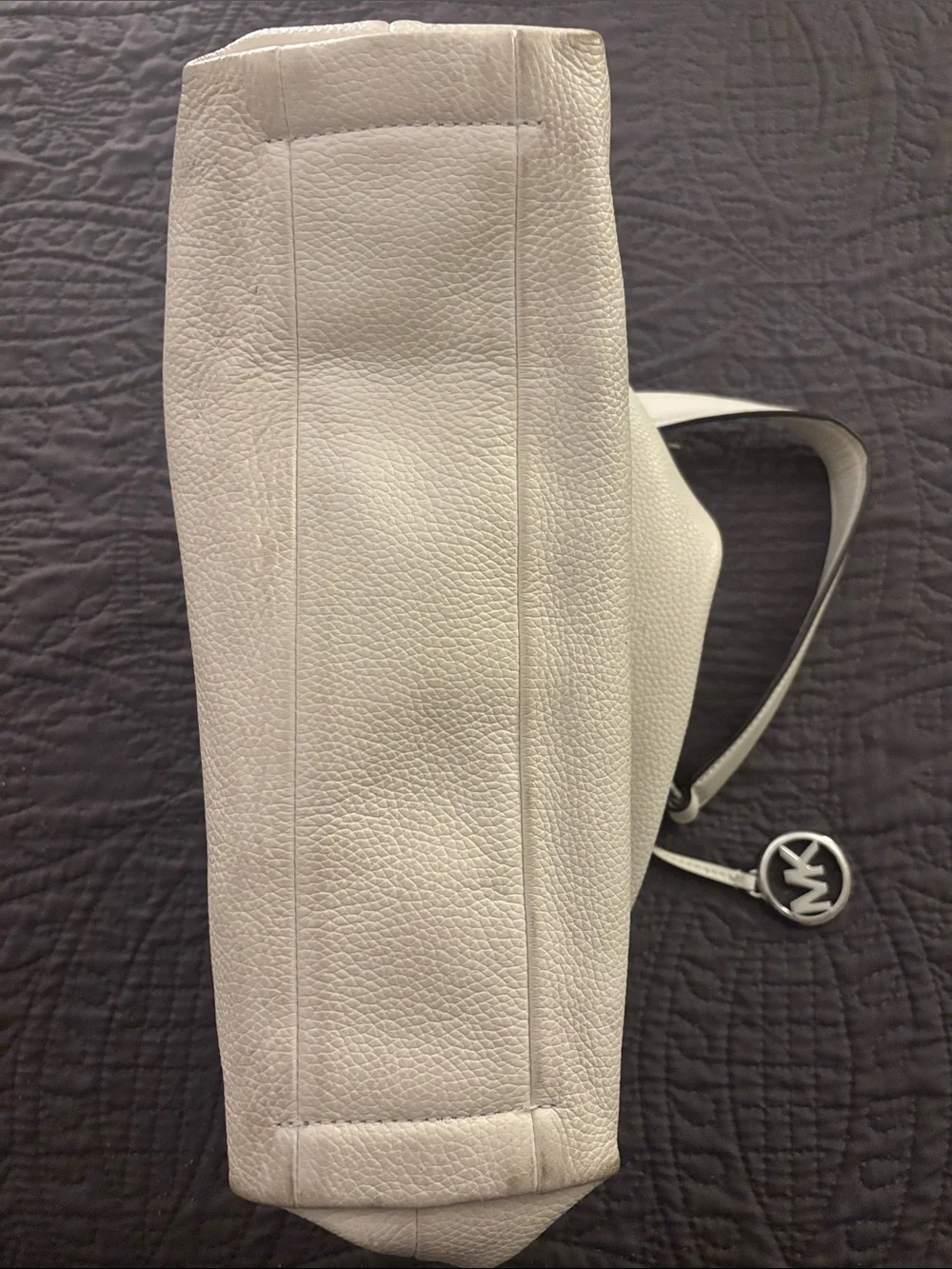 Michael Kors Pebbled Off-White Shoulder Hobo with Silver Accents